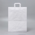 Пакет крафт, белый, плоская ручка, 32×18×43 см 70 г/м² - Фото 2