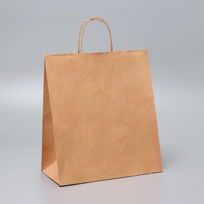 Пакет крафт без печати, крученая ручка, 28×15×32 см