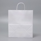 Пакет крафт без печати, белый, крученая ручка, 28×15×32 см - Фото 2