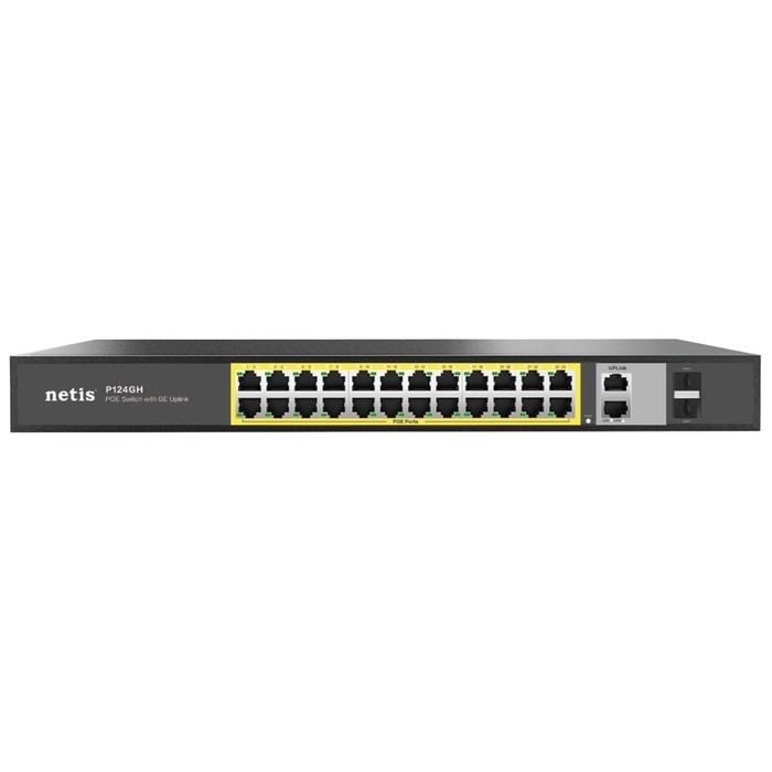 Коммутатор Netis P124GH (L2) 24x100Мбит/с 2x1Гбит/с 1xКомбо(1000BASE-T/SFP) 1SFP 24PoE 24Po   107045 - фото 51621991