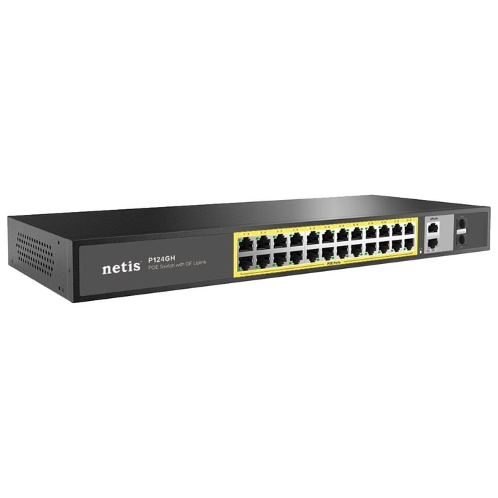 Коммутатор Netis P124GH (L2) 24x100Мбит/с 2x1Гбит/с 1xКомбо(1000BASE-T/SFP) 1SFP 24PoE 24Po   107045 - фото 51621992