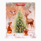 Пакет подарочный новогодний ламинированный «Зверята в лесу», 26×32×12 см - Фото 2