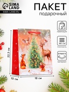 Пакет подарочный новогодний ламинированный «Зверята у ёлки», 18×22.3×10 см - Фото 1