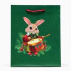 Пакет подарочный новогодний ламинированный "Заяц-барабанщик", 18×22.3×10 см - Фото 2
