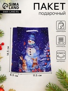 Пакет подарочный новогодний «Дивный снеговик», 11.5×14.5×6.5 см - Фото 1