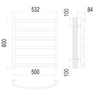 Полотенцесушитель водяной TERMINUS "Атланта+" П6, 500x600 мм, нижнее подключение, хром - Фото 3