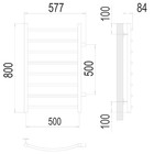 Полотенцесушитель водяной TERMINUS "Классик" П8, 500x800 мм, боковое подключение, хром - Фото 3