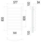 Полотенцесушитель водяной TERMINUS "Классик" П8, 500x800 мм, боковое подключение, хром - Фото 2