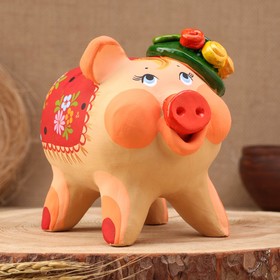 Ковровская игрушка-копилка "Свинка в шляпе", керамика