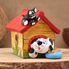 Ковровская игрушка-копилка "Собака в конуре, лето", керамика