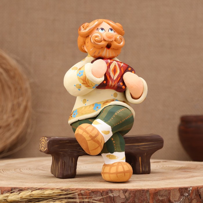 

Ковровская игрушка "Скамейка Дед с гармошкой", керамика