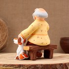 Ковровская игрушка "Скамейка Дед с собакой", керамика - фото 12149337