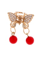 Крабик для волос «Милада», красные бусинки, 2.5 см, золото (комплект 6 шт) - фото 52309389