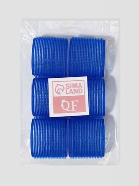 Бигуди «Липучка», d=6.5 см, 6 см, 6 шт., синие