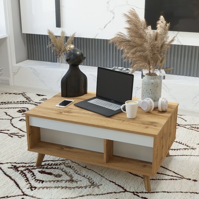 Журнальный стол трансформер «Хагги М», 905×605×415(700) мм, ЛДСП, цвет дуб вотан / белый