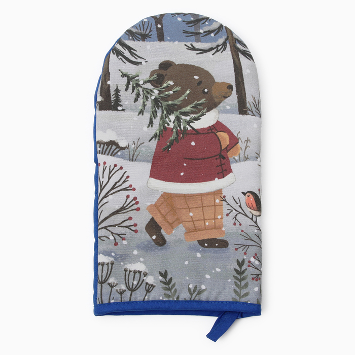 Варежка-прихватка «Этель» Forest bear 15×28 см, саржа, 100% хлопок, ватин 250 г/м² - Фото 1