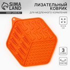 Лизательный коврик - миска для медленного кормления, оранжевый, 18.5 см × 16 см - Фото 1