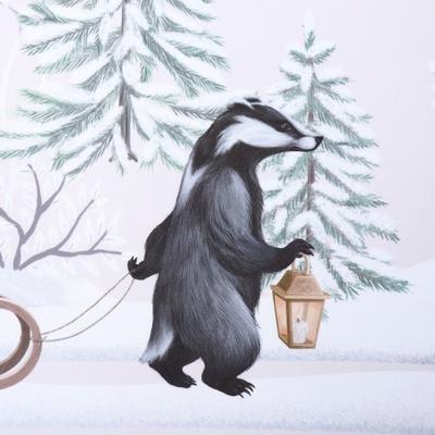 Комплект штор для кухни с подхватами «Новогоднее чудо» 145×180+/-5 см - 2 штуки, габардин