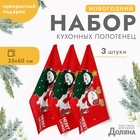 Набор новогодних полотенец «Доляна» Merry catmas 35×60 см-3 штуки,100% хлопок 160 г/м² - Фото 1