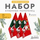 Набор полотенец "Доляна" Merry catmas 35х60см-3шт.,100% хлопок 160 г/м2 10518322 - фото 4146387