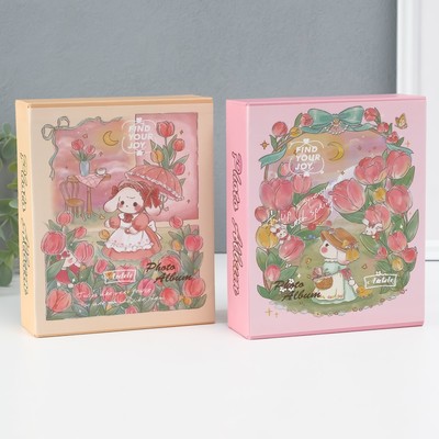 Фотоальбом на 40 фото 10×15 см «Зайка в тюльпанах», в коробке, 4.5×14×17 см, МИКС