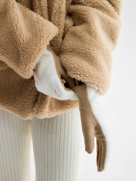 Перчатки женские, безразмерные, без утеплителя, молочные