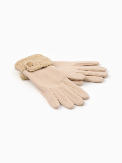 Перчатки женские, безразмерные, без утеплителя, бежевые