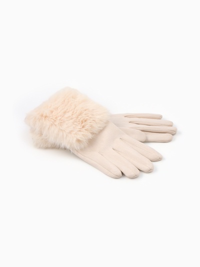 Перчатки женские, безразмерные, без утеплителя, бежевые