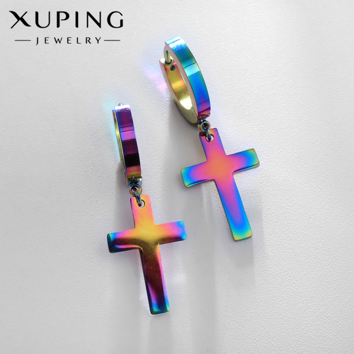 Серьги металл XUPING крестик, цвет бензин - Фото 1