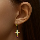 Серьги металл XUPING крестик, цвет бензин - Фото 2