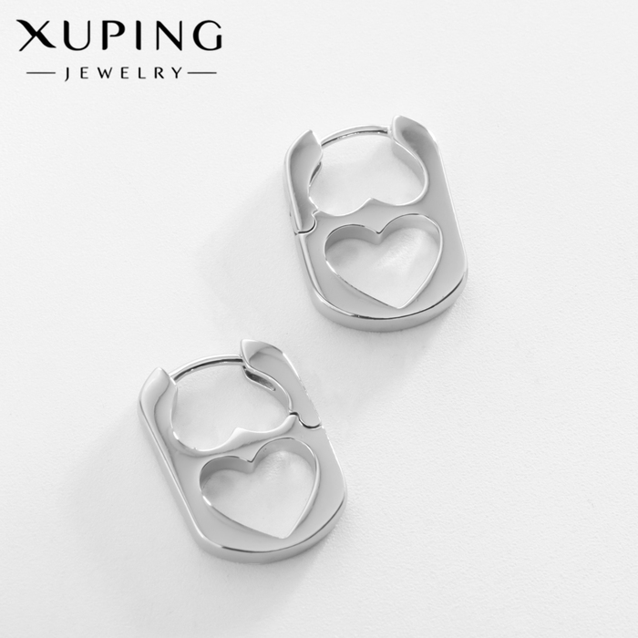 

Серьги металл XUPING сердце, трафарет, цвет серебро