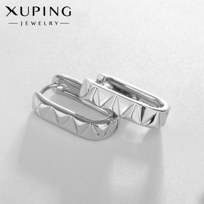 

Серьги металл XUPING овал с орнаментом, цвет серебро
