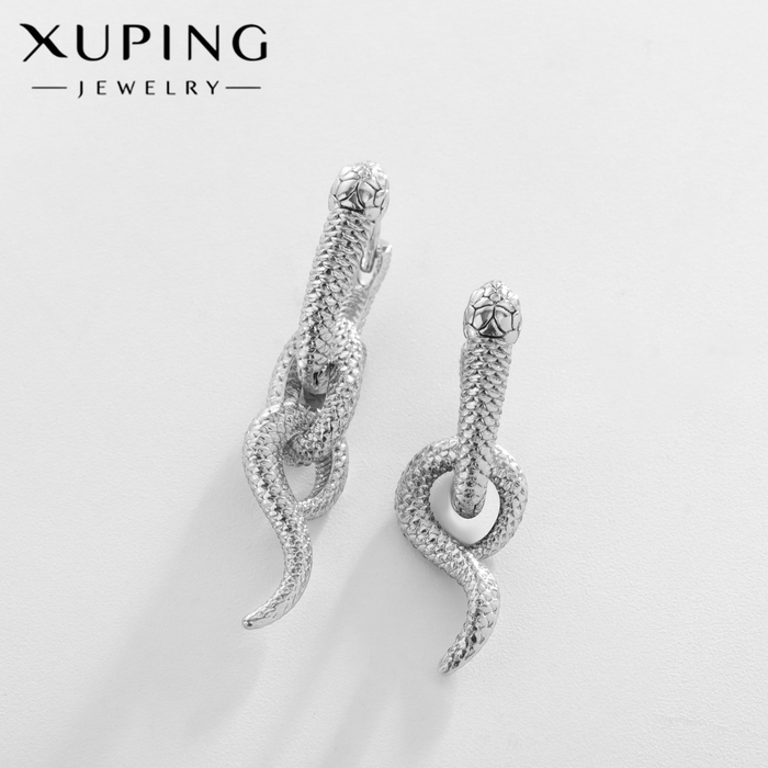 Серьги металл XUPING змеи искушения, цвет серебро - Фото 1