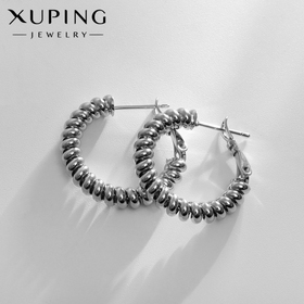 Серьги-кольца XUPING сияние, цвет серебро, d=2,5 см 10453276