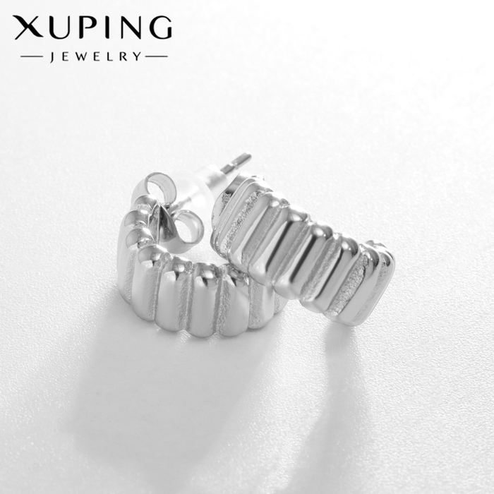 Серьги кольца XUPING «Неотразимость», цвет серебро, d=1.3 см - Фото 1