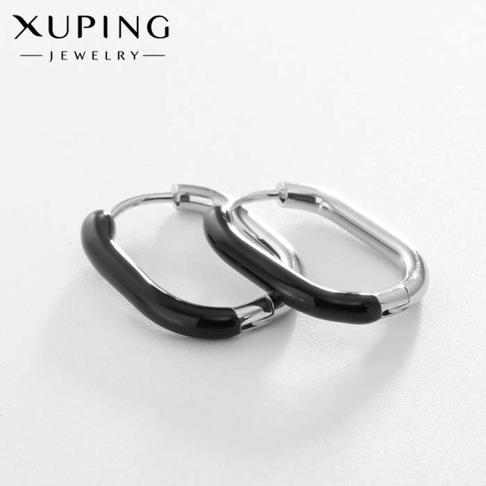 Серьги конго женские XUPING «Грациозность», овальные, чёрные в серебре - Фото 1