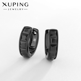 Серьги-кольца XUPING таинственность, цвет чёрный, d=1,5 см