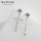 Серьги со стразами XUPING крест изящество, белые в серебре - Фото 1