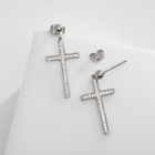 Серьги со стразами XUPING крест изящество, белые в серебре - Фото 3