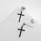 Серьги со стразами XUPING крест изящество, чёрные в серебре - Фото 3