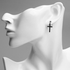 Серьги со стразами XUPING крест изящество, чёрные в серебре - Фото 2