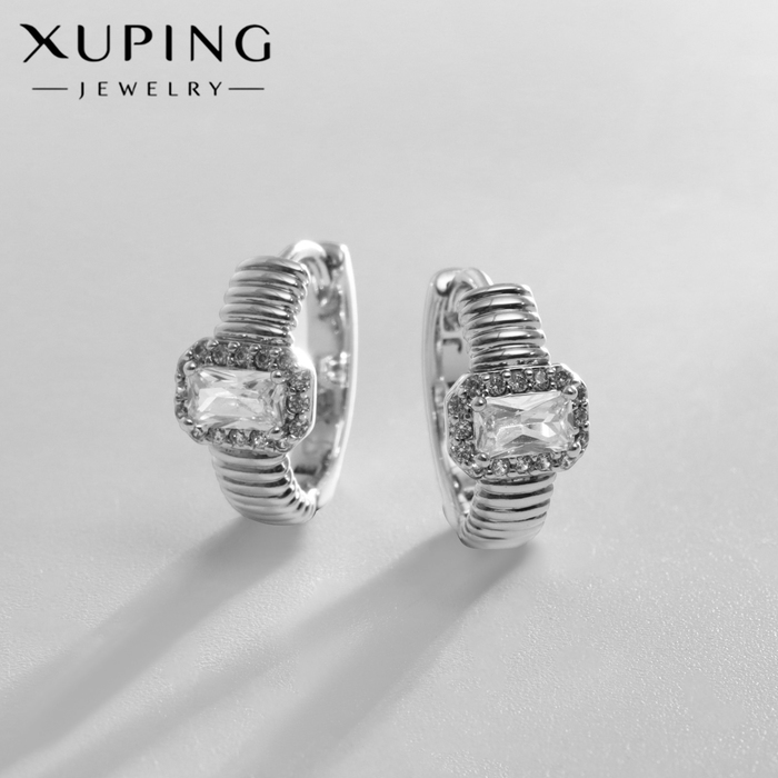 

Серьги-кольца XUPING яркость, цвет белый в серебре, d=1,2 см