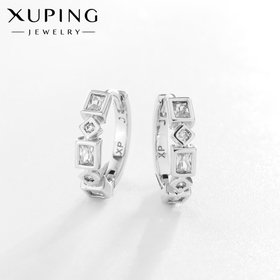 Серьги-кольца XUPING спутник, цвет белый в серебре, d=1,5 см