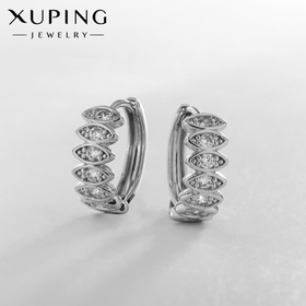 Серьги-кольца XUPING созерцание, цвет белый в серебре, d=1,8 см