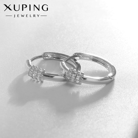 Серьги-кольца XUPING  блаженство, цвет белый в серебре, d=2 см