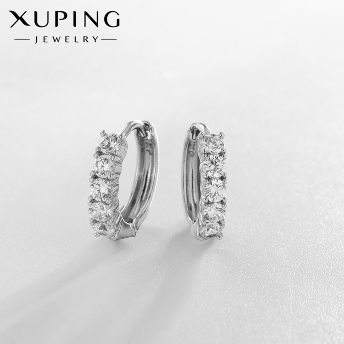 

Серьги-кольца XUPING диадема, цвет белый в серебре, d=1,3 см