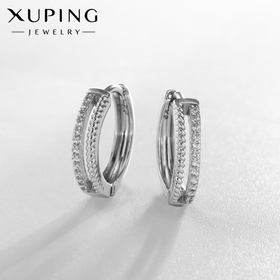 Серьги-кольца XUPING  параллель, цвет белый в серебре, d=1,5 см