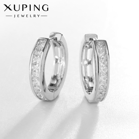 Серьги-кольца XUPING благородство, цвет белый в серебре, d=2 см