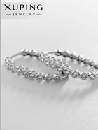 Серьги кольца XUPING переплетение красоты, белые в серебре, d=2.5 см - Фото 1