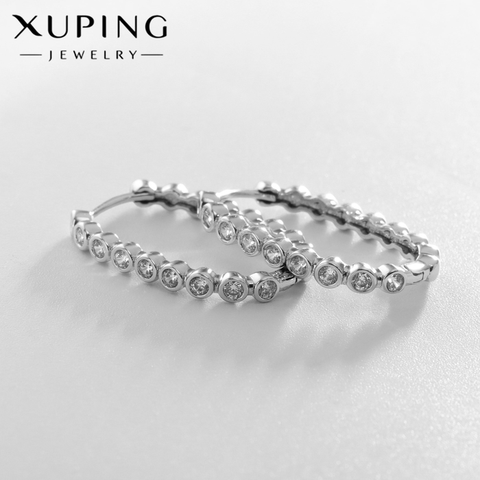 

Серьги-кольца XUPING переплетение красоты, цвет белый в серебре, d=2,5 см